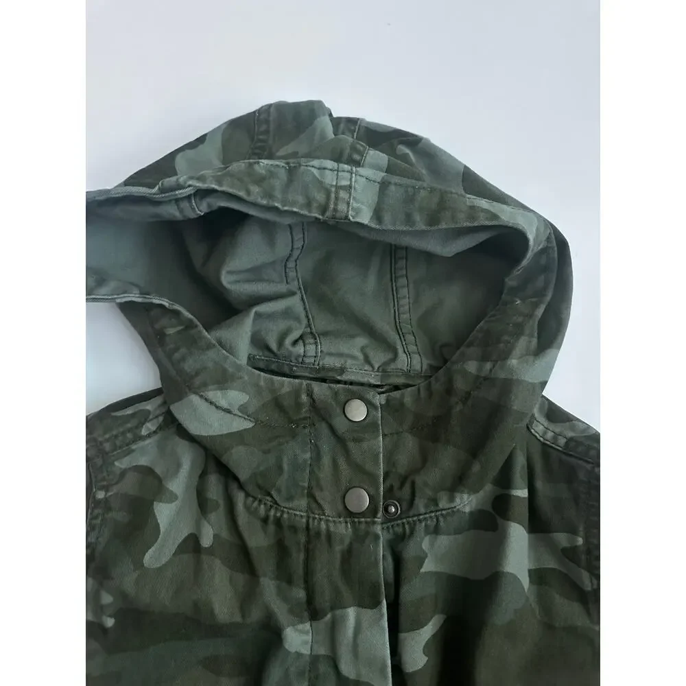 Old Navy Girls Camo Hooded Trench Jacket Size Medium
